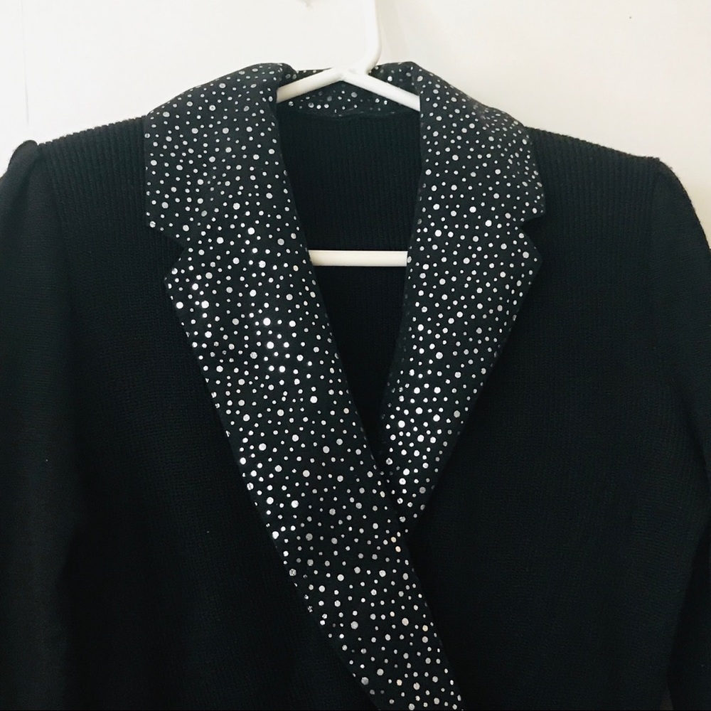 Vintage St John Knit Black Dress Sequins sz 6 USA Original Owner Holiday Dress - Picture 3 of 16